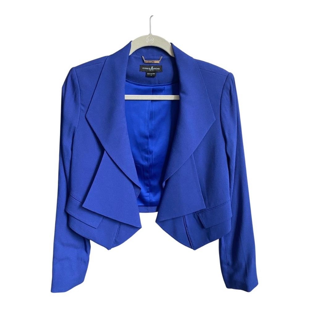 Guess by Marciano Womens Cropped High Def Blue Blazer Size 4 NWT NEW